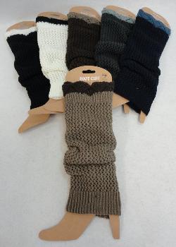 Knitted Leg Warmers [Two-Tone Loose Knit]